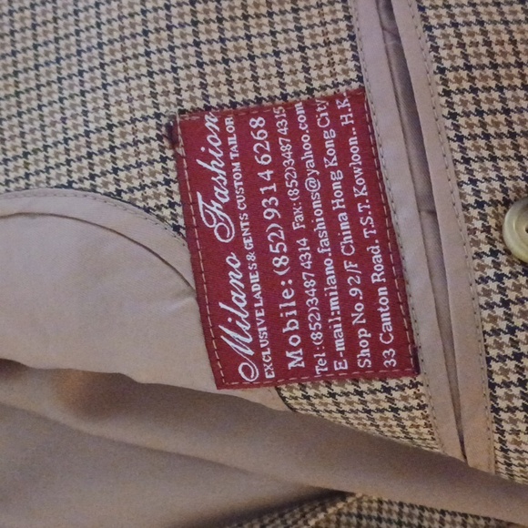 Milano Fashions Mens Custom-Made Jacket/Blazer Tan/Brown Plaid Single Breasted - Picture 4 of 8
